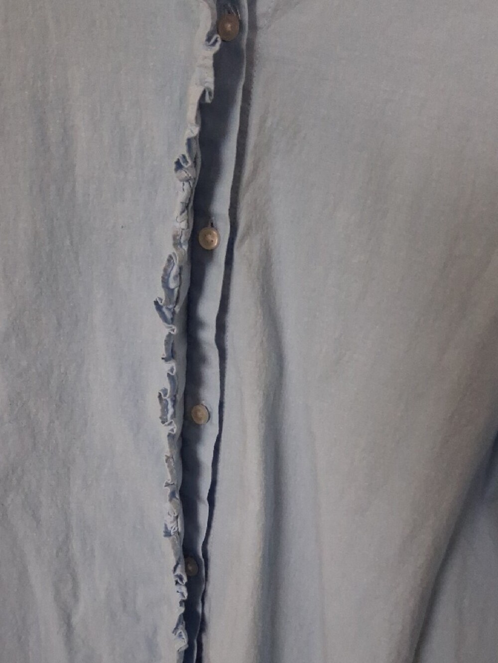 crown & ivy Sky Blue Ruffle-Neck Button Top - Picture 5 of 9